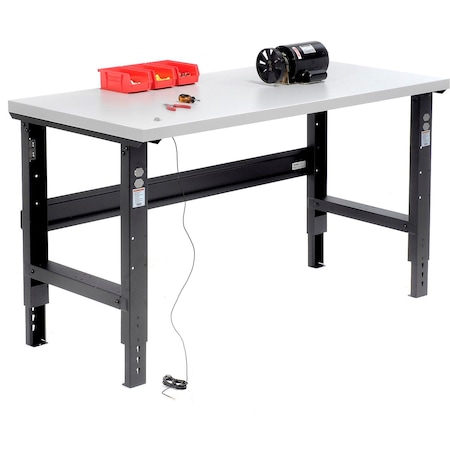 Global Industrial Adjustable Height C-Channel Leg Workbench, ESD Square Edge, Black, 60in x 30in 254960BK